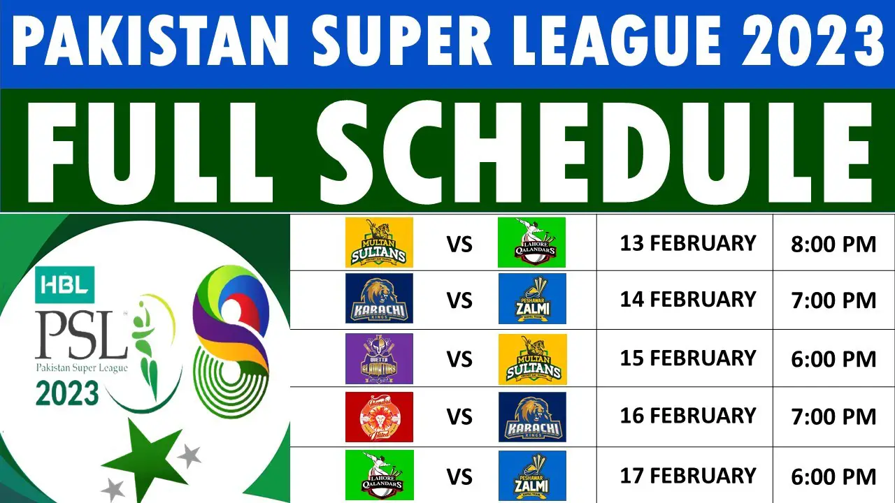 PSL Schedule 2023